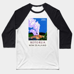 Rotorua New Zealand Vintage Poster 1930s Baseball T-Shirt